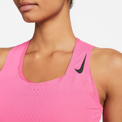 Nike Women's Dri-FIT ADV AeroSwift Crop Top Women's Tops - BlackToe Running#colour_pinksicle-black