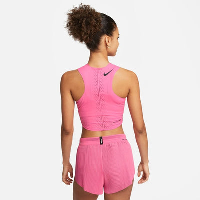 Nike Women's Dri-FIT ADV AeroSwift Crop Top Women's Tops - BlackToe Running#colour_pinksicle-black