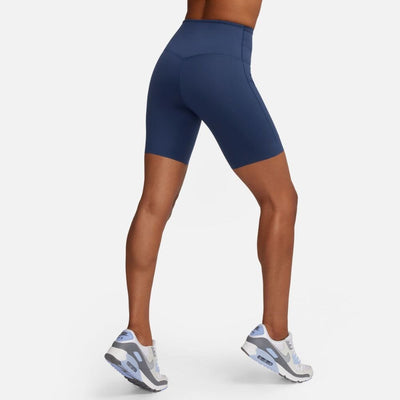 Nike Women's Dri-FIT Go 8" Shorts - BlackToe Running#colour_midnight-navy-black