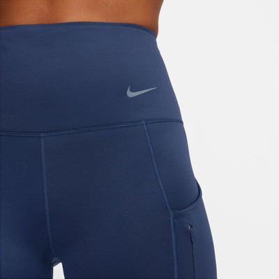 Nike Women's Dri-FIT Go 8" Shorts - BlackToe Running#colour_midnight-navy-black