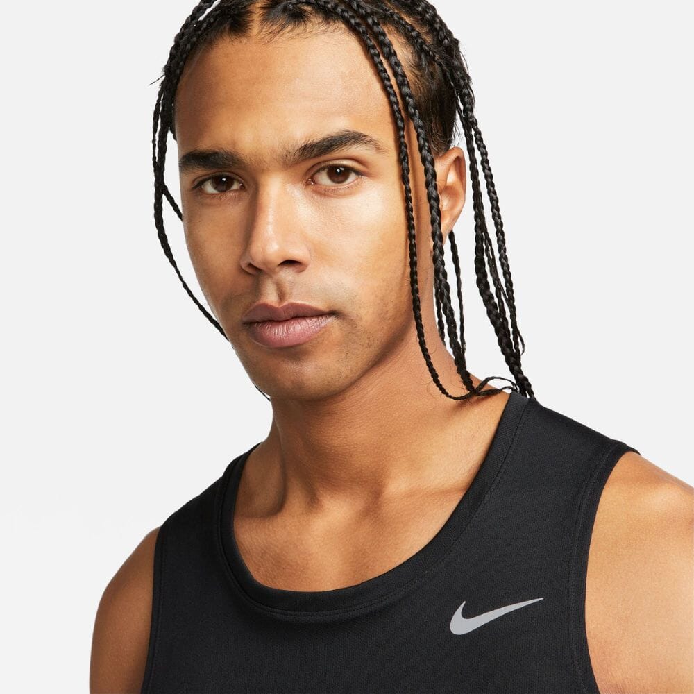 Nike Men's Dri-FIT Miler Running Tank Men's Tops - BlackToe Running#colour_black-reflective-silver