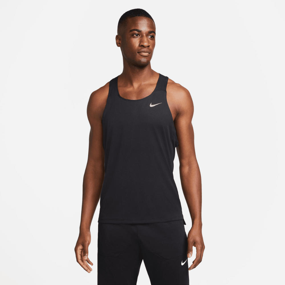 Nike Men's Dri-Fit Fast Singlet Men's Tops - BlackToe Running - Black 