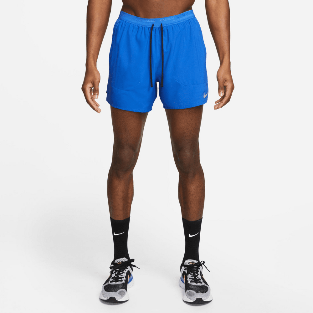 Nike Men's Dri-FIT Stride 5" Brief-Lined Running Shorts - BlackToe Running#colour_game-royal-black-reflective-silver