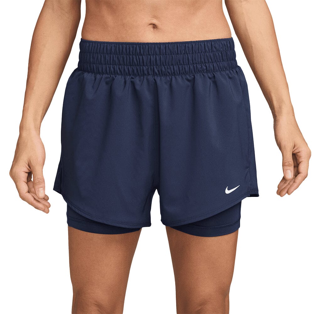 Nike Women's One Dri-FIT High-Waisted 3" 2-in-1 Shorts - BlackToe Running#colour_midnight-navy