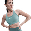 Nike Women's Dri-Fit Swoosh Medium Support Sports Bra - BlackToe Running#colour_cannon-white