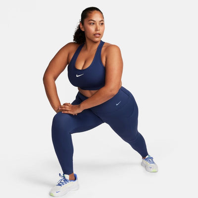Nike Women's Dri-Fit Swoosh Medium Support Sports Bra - BlackToe Running#colour_midnight-navy-white