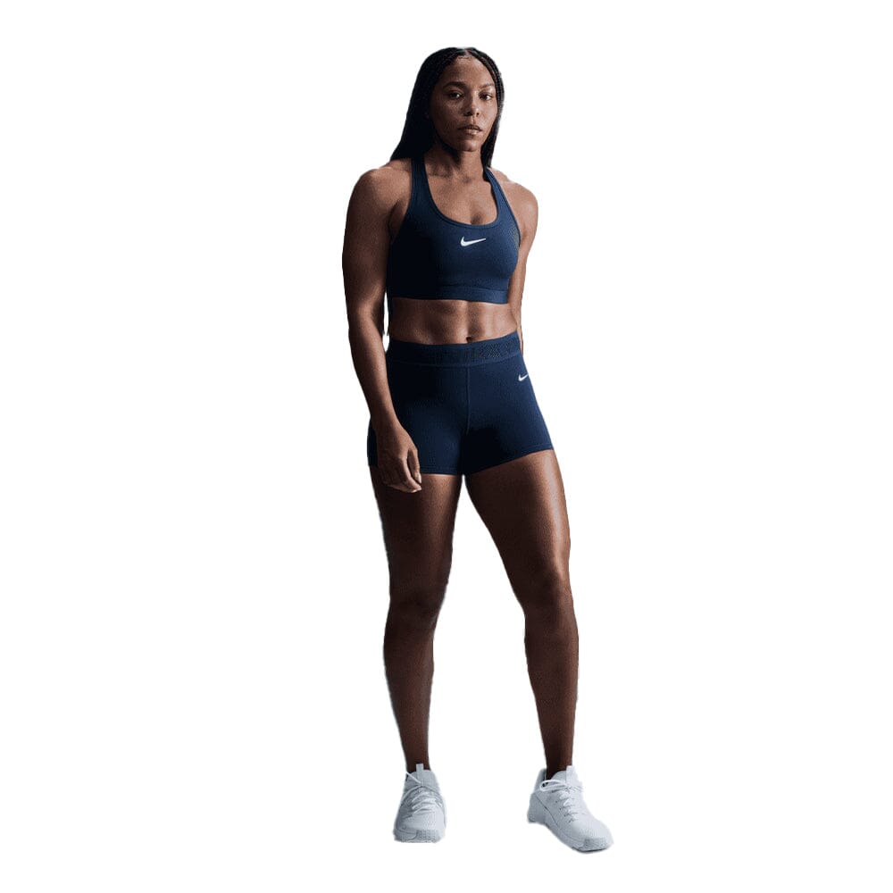 Nike Women's Dri-Fit Swoosh Medium Support Sports Bra - BlackToe Running#colour_armory-navy-white