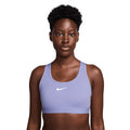 Nike Women's Dri-Fit Swoosh Medium Support Sports Bra - BlackToe Running#colour_lilac-ice-white