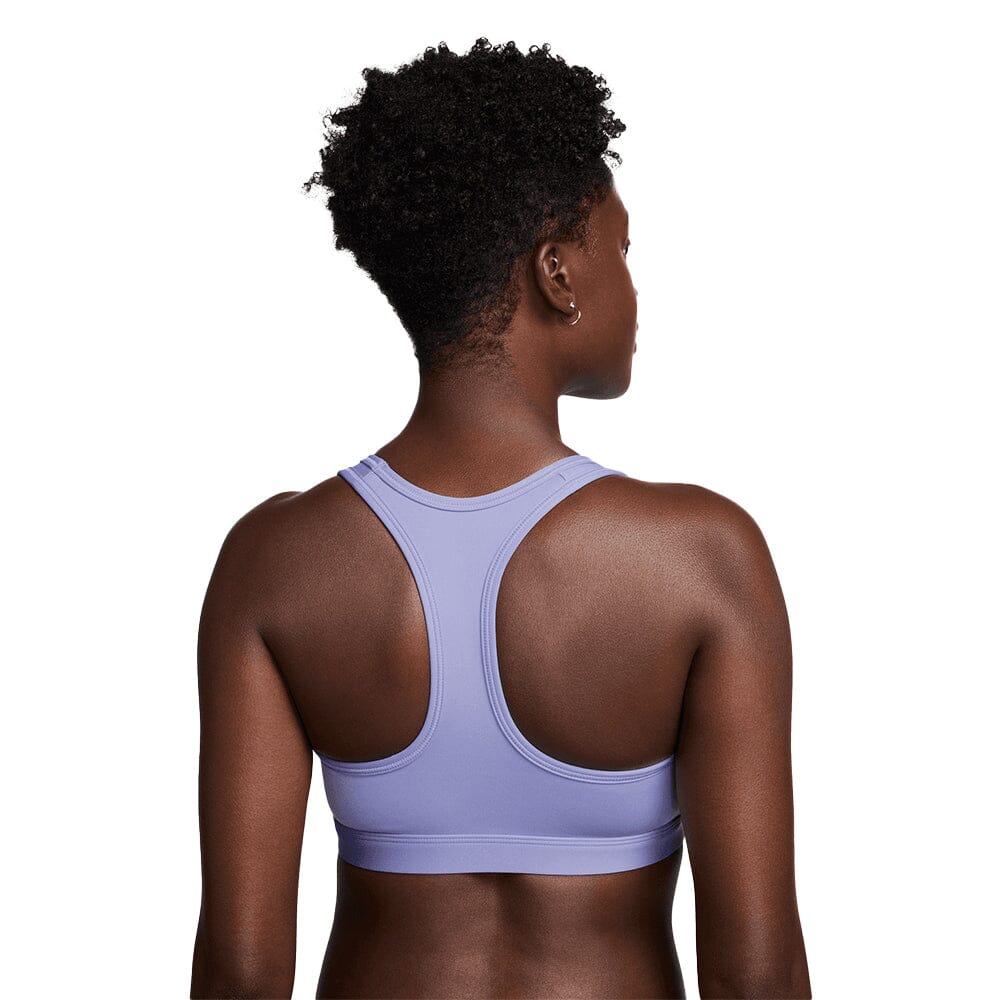Nike Women's Dri-Fit Swoosh Medium Support Sports Bra - BlackToe Running#colour_lilac-ice-white