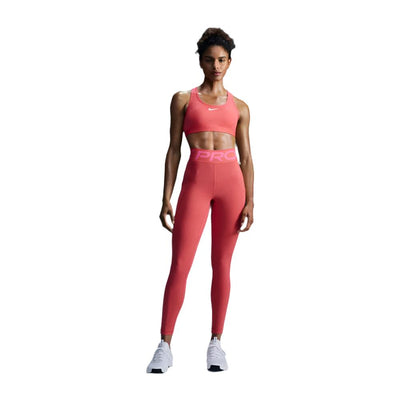 Nike Women's Dri-Fit Swoosh Medium Support Sports Bra - BlackToe Running#colour_aster-pink-white