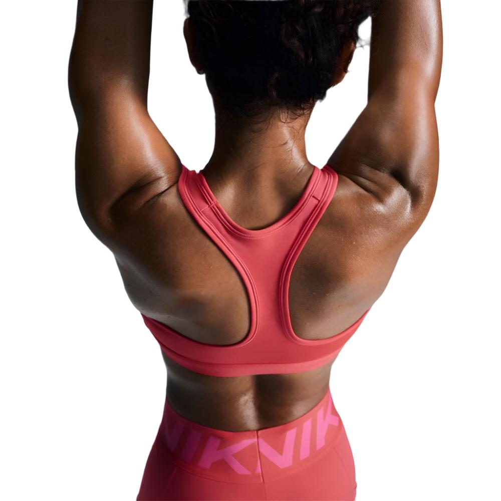 Nike Women's Dri-Fit Swoosh Medium Support Sports Bra - BlackToe Running#colour_aster-pink-white