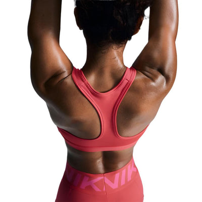 Nike Women's Dri-Fit Swoosh Medium Support Sports Bra - BlackToe Running#colour_aster-pink-white