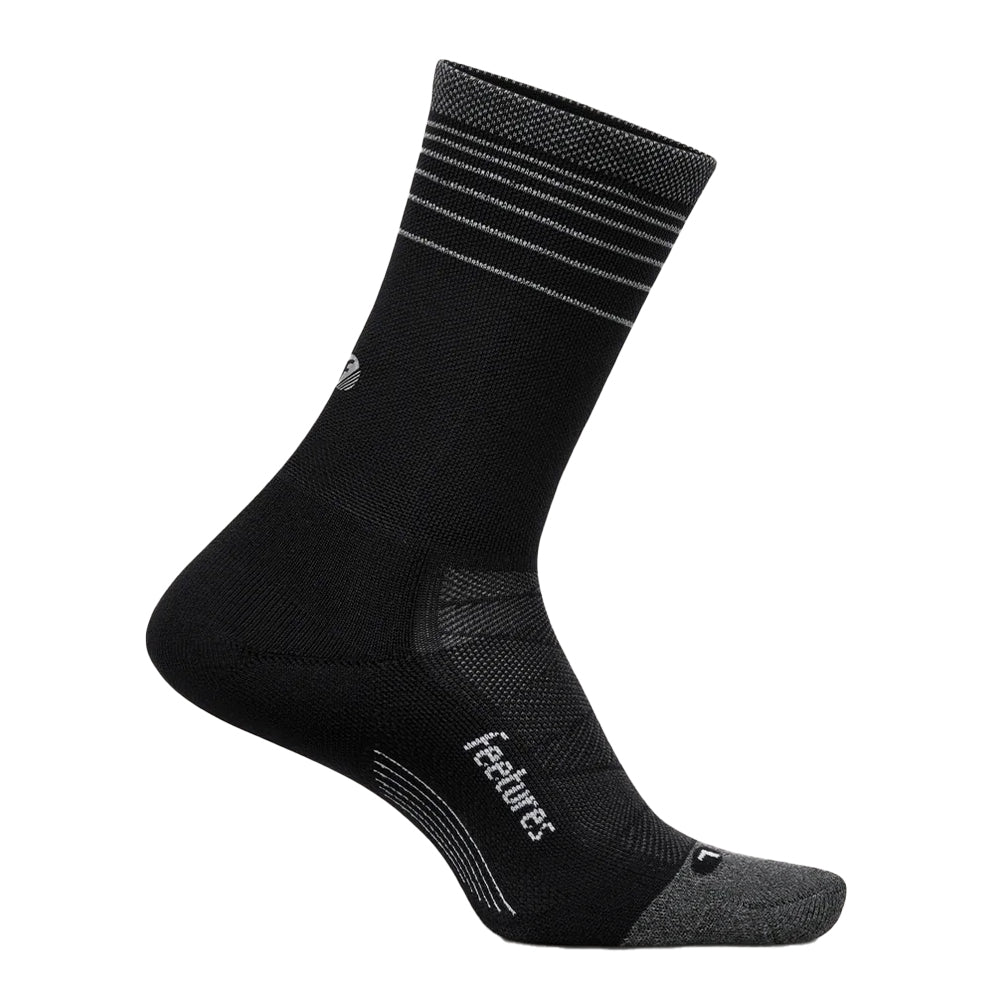 Feetures Elite Light Cushion Mini Crew Socks - BlackToe Running#colour_black-flash