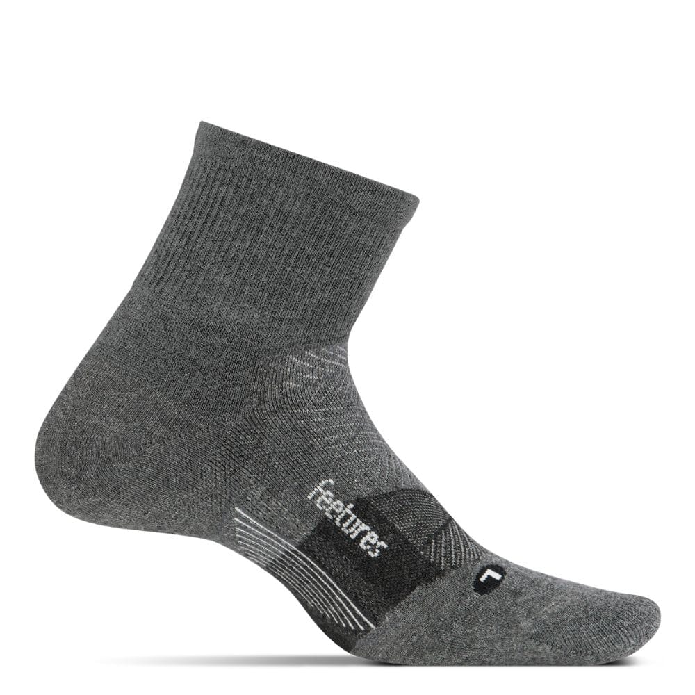 Feetures Merino 10 Ultra Light Quarter - BlackToe running#colour_grey