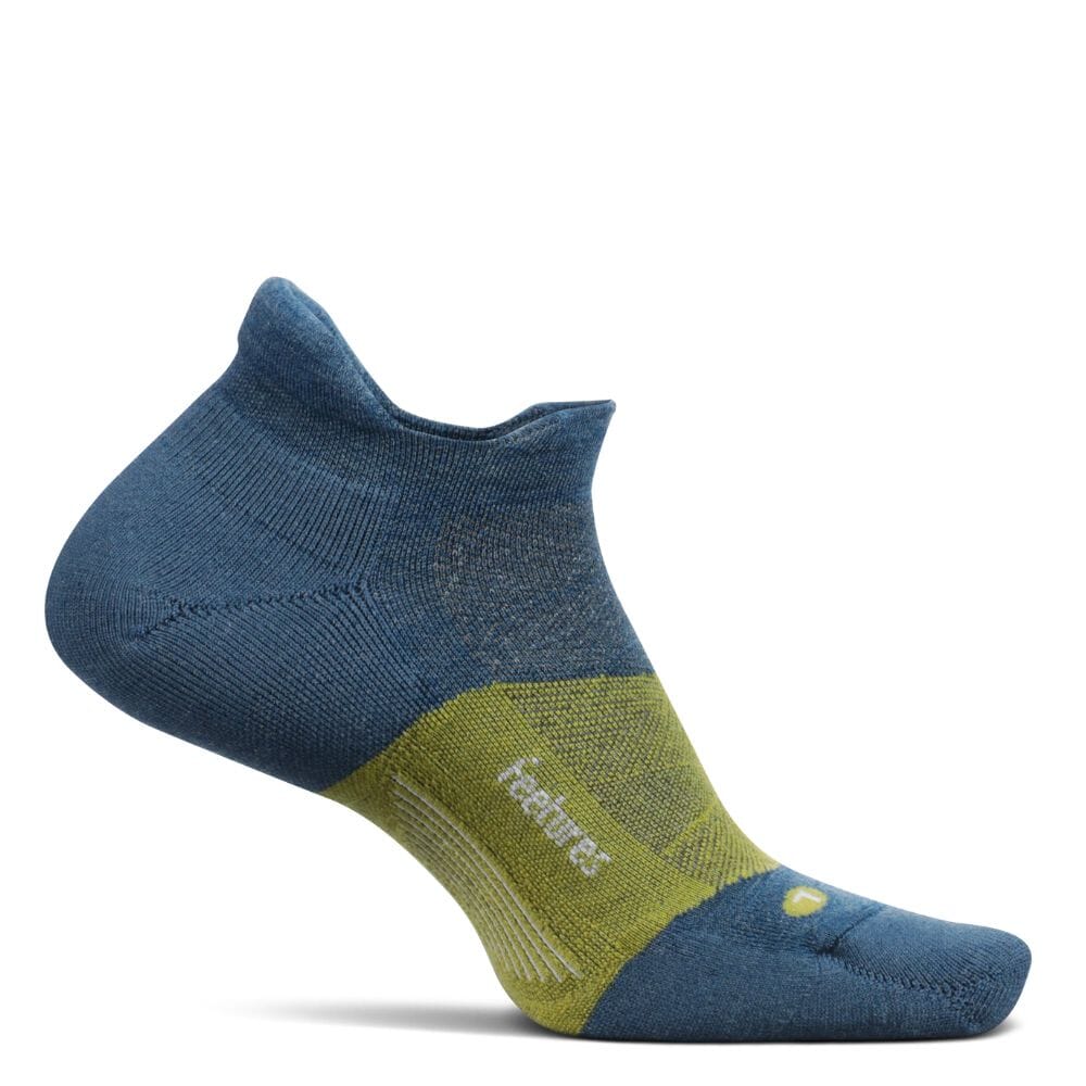 Feetures Merino 10 Max Cushion Wool No-Show Tab Socks - BlackToe running#colour_midnight-moss