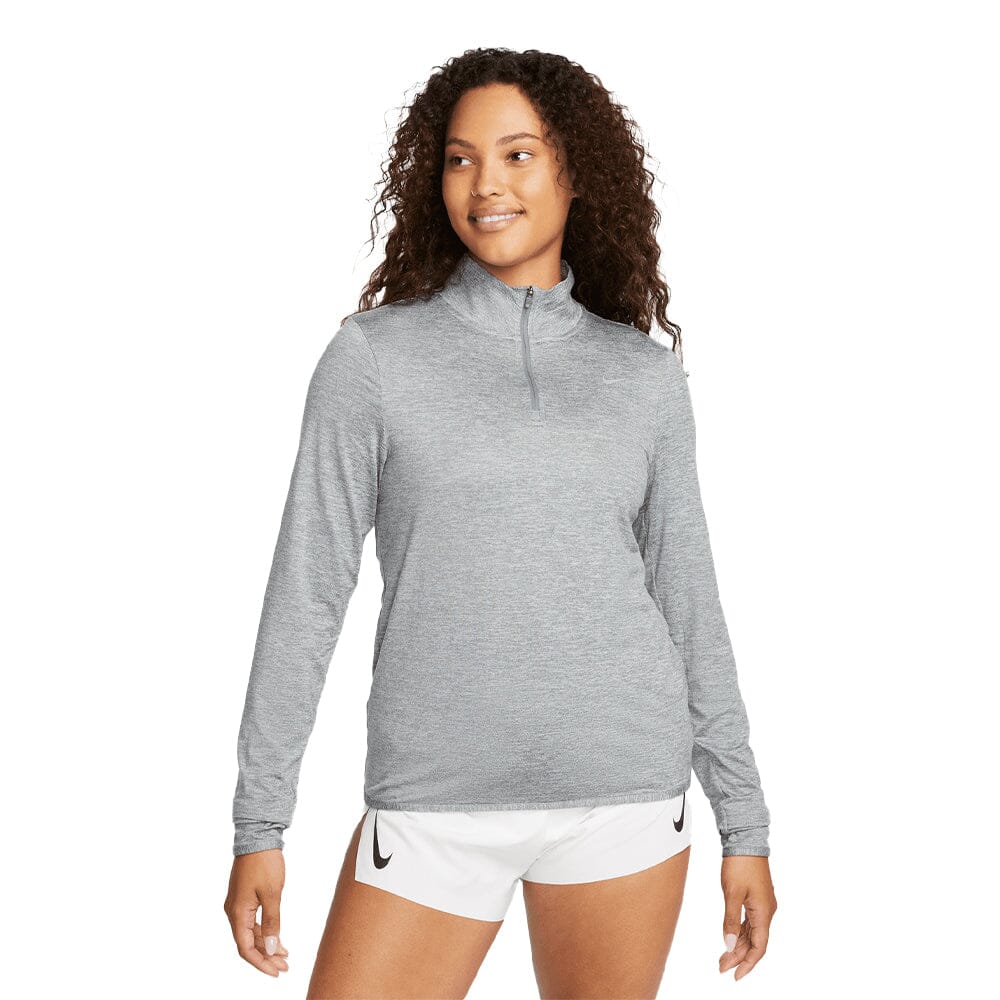 Nike Women's Dri-FIT Swift Element UV Half-Zip - BlackToe Running#colour_smoke-grey
