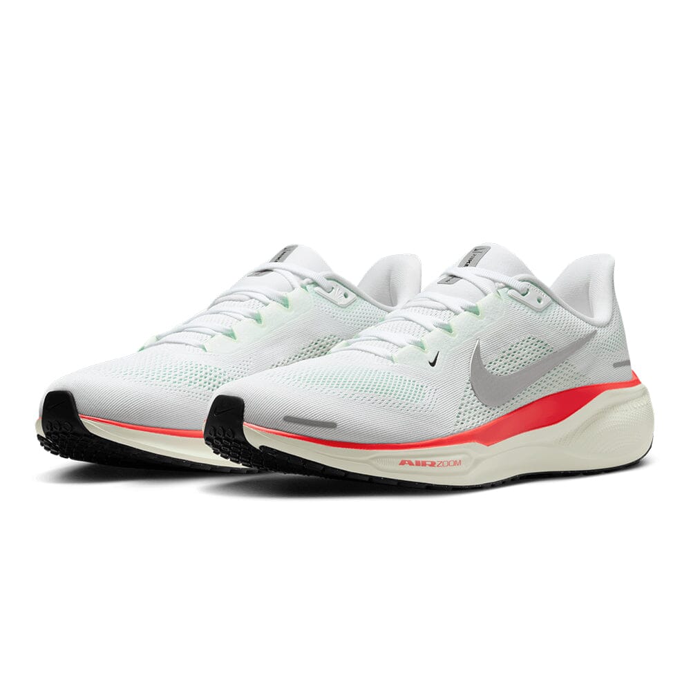 Nike Men's Pegasus 41 - BlackToe Running#colour_white-metallic-silver-barely-green
