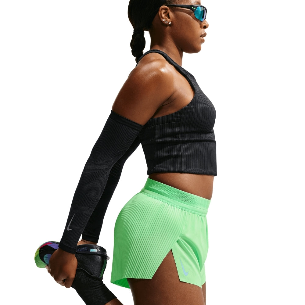 Nike Women's AeroSwift Dri-FIT ADV Mid-Rise Brief-Lined Running Shorts - BlackToe Running#colour_illusion-green