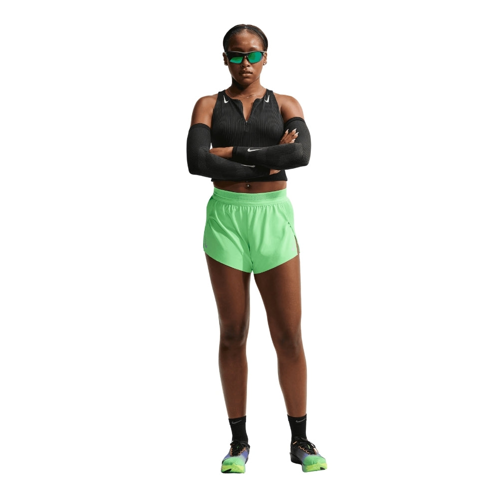 Nike Women's AeroSwift Dri-FIT ADV Mid-Rise Brief-Lined Running Shorts - BlackToe Running#colour_illusion-green