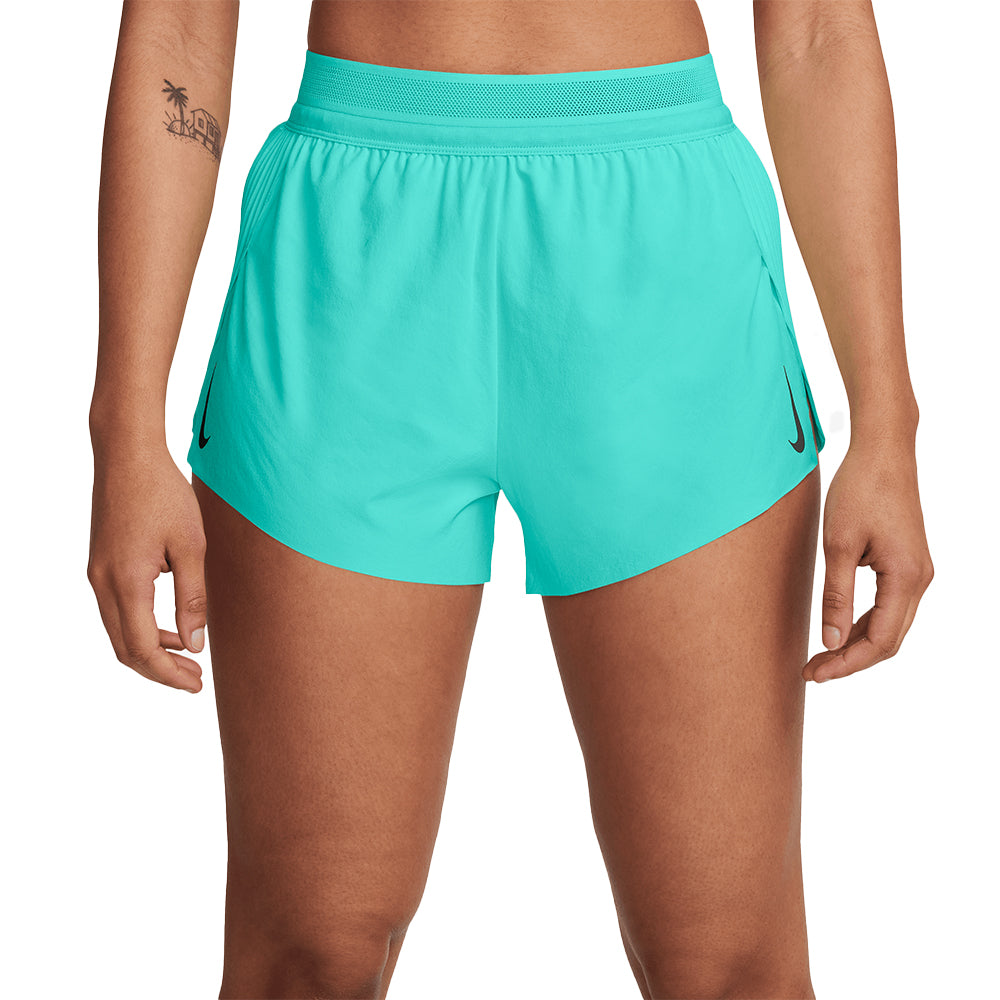 Nike Women's AeroSwift Dri-FIT ADV Mid-Rise Brief-Lined Running Shorts - BlackToe Running#colour_hyper-turq