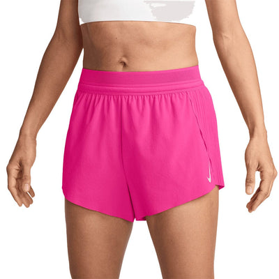Nike Women's AeroSwift Dri-FIT ADV Mid-Rise Brief-Lined Running Shorts - BlackToe Running#colour_hyper-pink-black