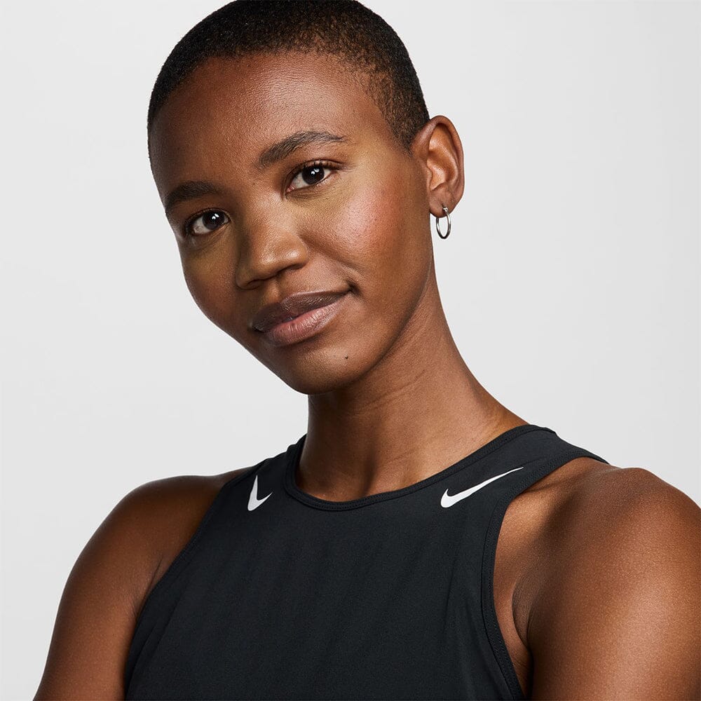 Nike Women's AeroSwift Dri-FIT ADV Cropped Running Tank Top - BlackToe Running