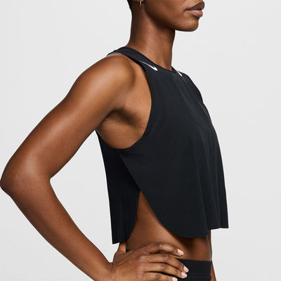 Nike Women's AeroSwift Dri-FIT ADV Cropped Running Tank Top - BlackToe Running#colour_black-white