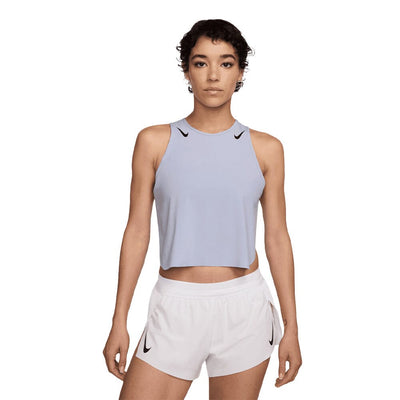 Nike Women's AeroSwift Dri-FIT ADV Cropped Running Tank Top - BlackToe Running#colour_ghost-blue-void