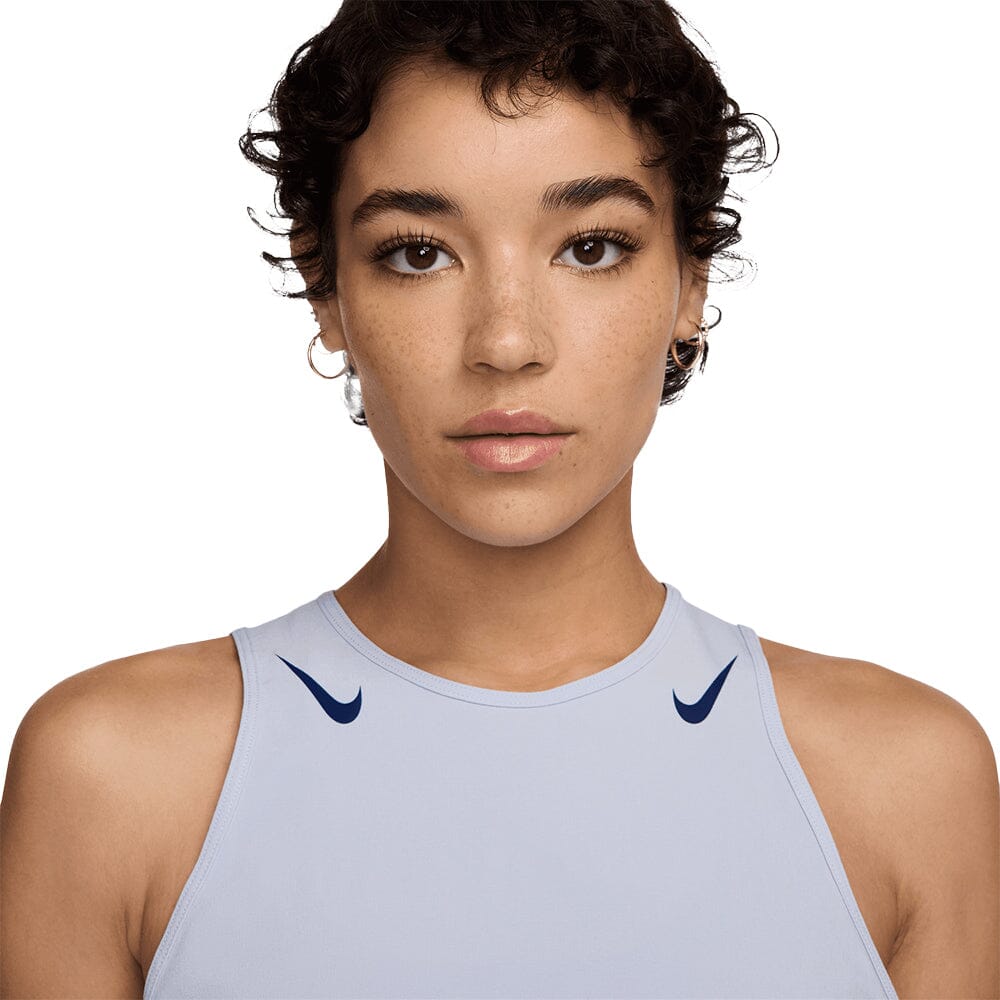 Nike Women's AeroSwift Dri-FIT ADV Cropped Running Tank Top - BlackToe Running#colour_ghost-blue-void