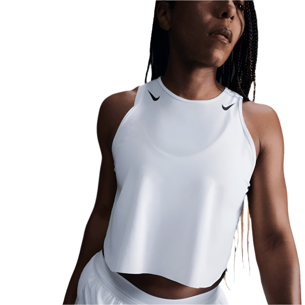 Nike Women's AeroSwift Dri-FIT ADV Cropped Running Tank Top - BlackToe Running#colour_white-black