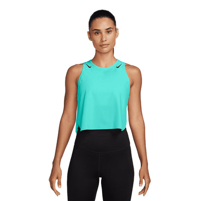 Nike Women's AeroSwift Dri-FIT ADV Cropped Running Tank Top - BlackToe Running#colour_hyper-turq