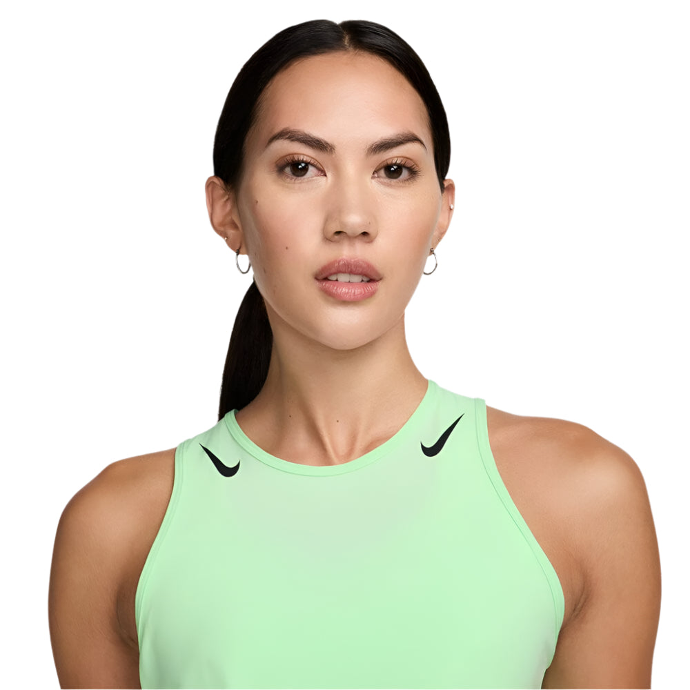 Nike Women's AeroSwift Dri-FIT ADV Cropped Running Tank Top - BlackToe Running#colour_vapor-green-black