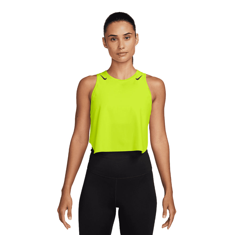 Nike Women's AeroSwift Dri-FIT ADV Cropped Running Tank Top - BlackToe Running