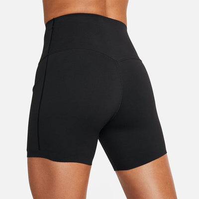 Women's Medium-Support High-Waisted 5" Biker Shorts with Pockets - BlackToe Running#colour_black