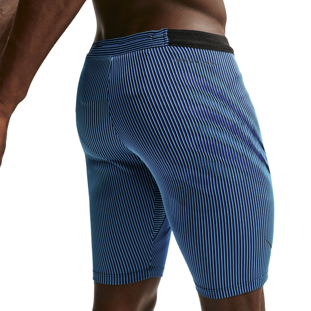 Nike Men's AeroSwift Dri-FIT ADV Running 1/2-Length Tights - Blacktoe Running#colour_baltic-blue-black-old-royal