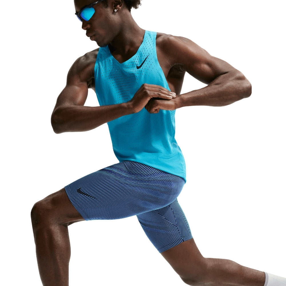 Nike Men's AeroSwift Dri-FIT ADV Running 1/2-Length Tights - Blacktoe Running#colour_baltic-blue-black-old-royal