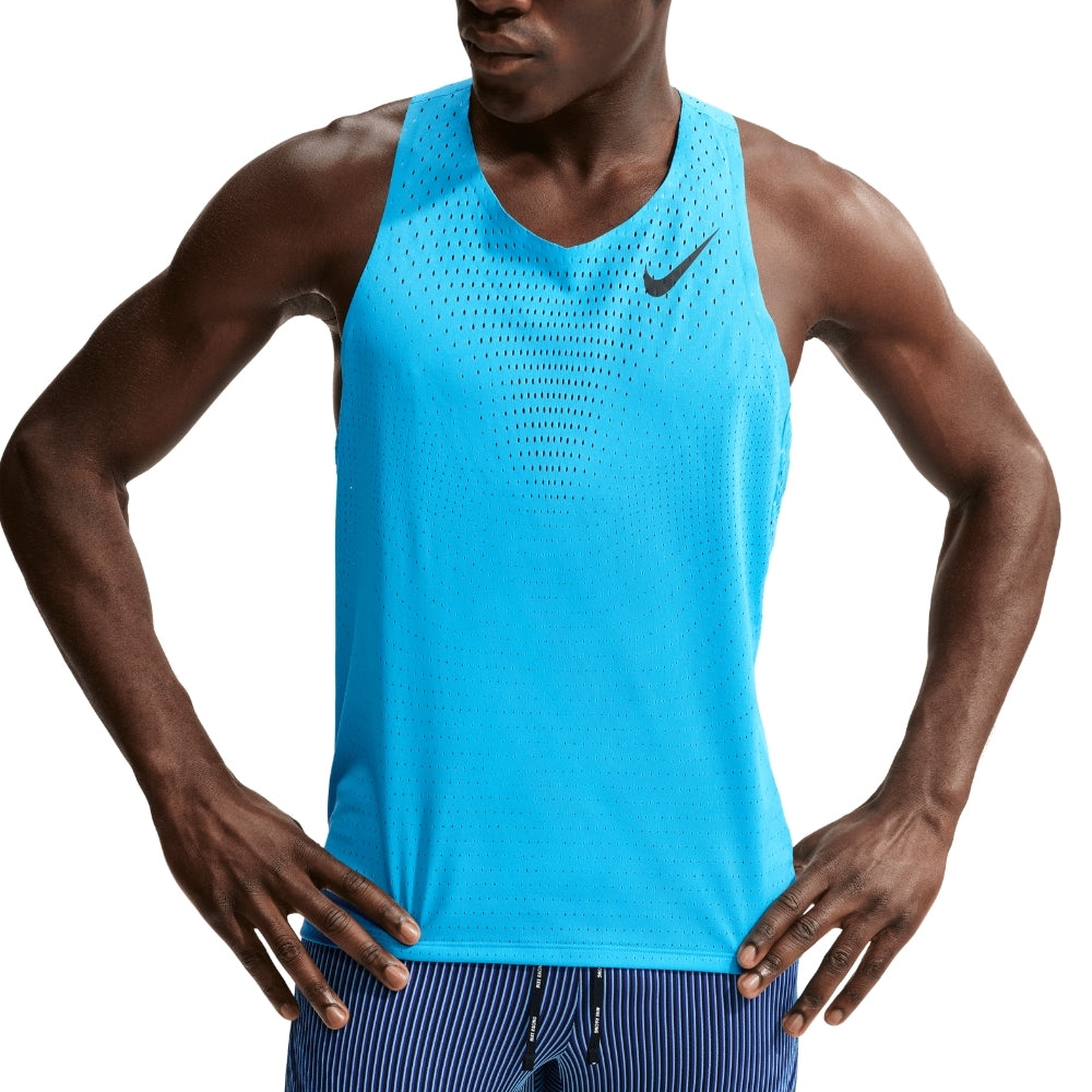 Nike Men's AeroSwift Dri-FIT ADV Running Singlet - BlackToe Running#colour_light-current-blue-black
