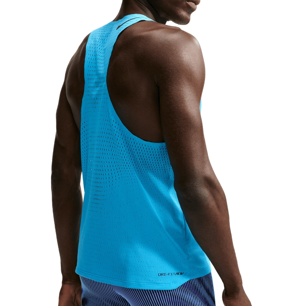 Nike Men's AeroSwift Dri-FIT ADV Running Singlet - BlackToe Running#colour_light-current-blue-black