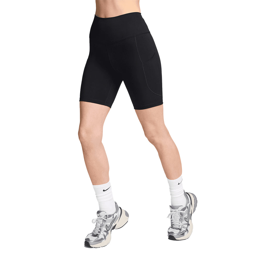 Nike Women's One High-Waisted 8" Biker Shorts with Pockets - BlackToe Running#colour_black