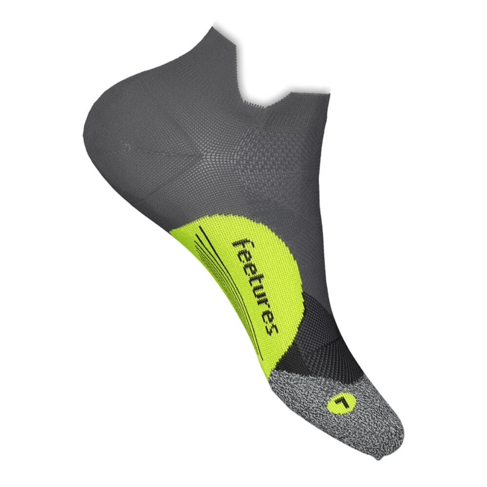 Feetures Elite Light Cushion No-Show Tab Socks - BlackToe Running#colour_midnight-neon