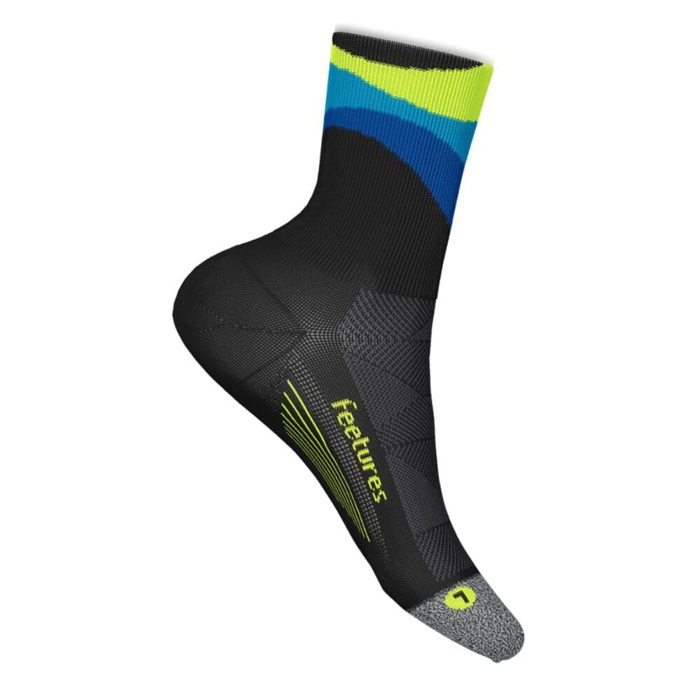 Feetures Elite Ultralight Cushion Mini Crew Socks - BlackToe Running#colour_rythmic-black