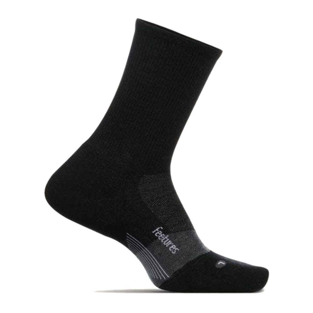 Feetures Merino 10 Max Cushion Wool Mini Crew Socks - BlackToe Running - Small 