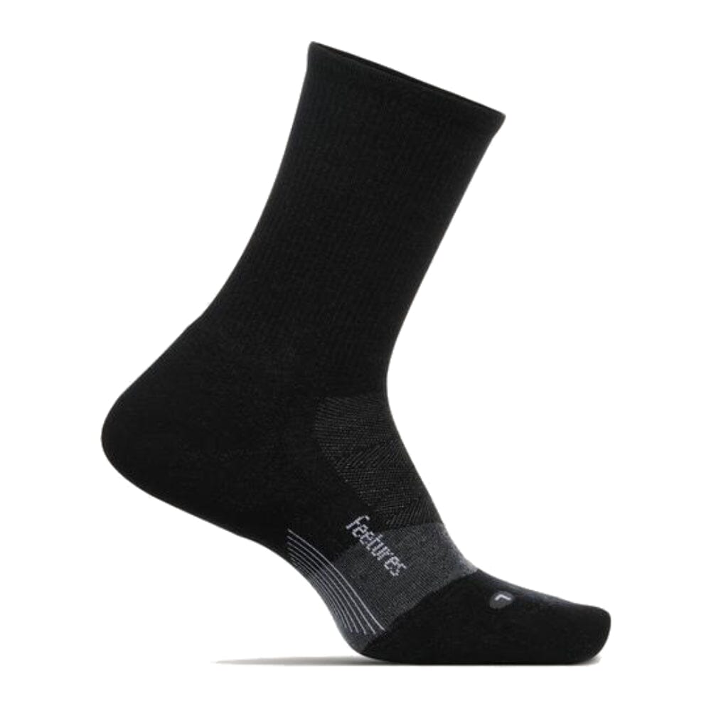 Feetures Merino 10 Light Cushion Mini Crew Socks - BlackToe Running - Small 
