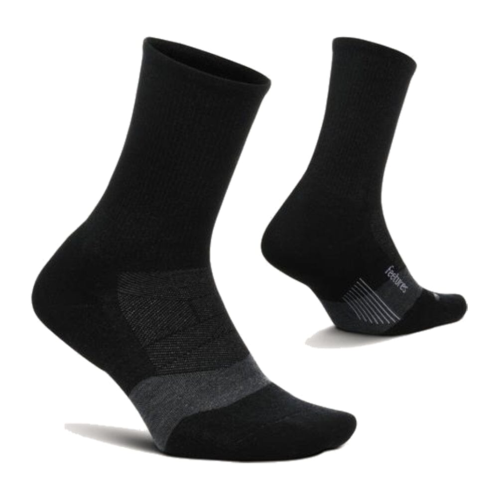 Feetures Merino 10 Max Cushion Wool Mini Crew Socks - BlackToe Running - 