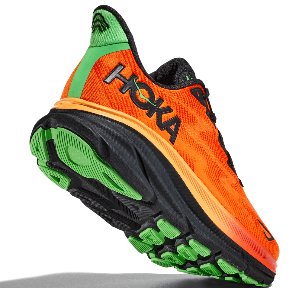 Hoka Men's Clifton 9 Men's Shoes - BlackToe Running#colour_flame-vibrant-orange