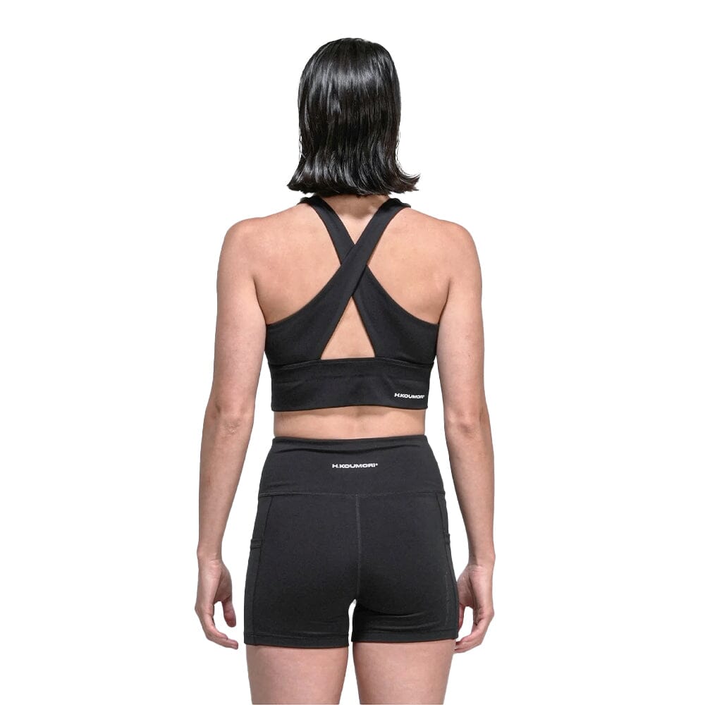 H.Koumori Women's Training High Support Bra - BlackToe Running#colour_obsidiana-black
