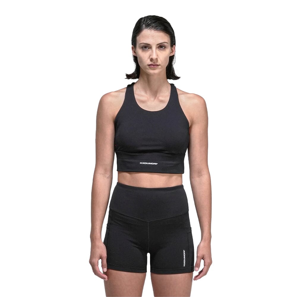 H.Koumori Women's Training High Support Bra - BlackToe Running#colour_obsidiana-black