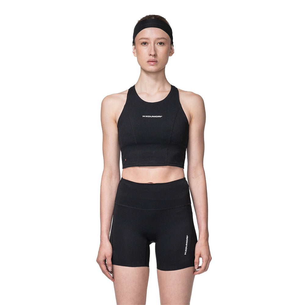 H.Koumori Women's 2in1 Pocket Top - BlackToe Running#colour_black