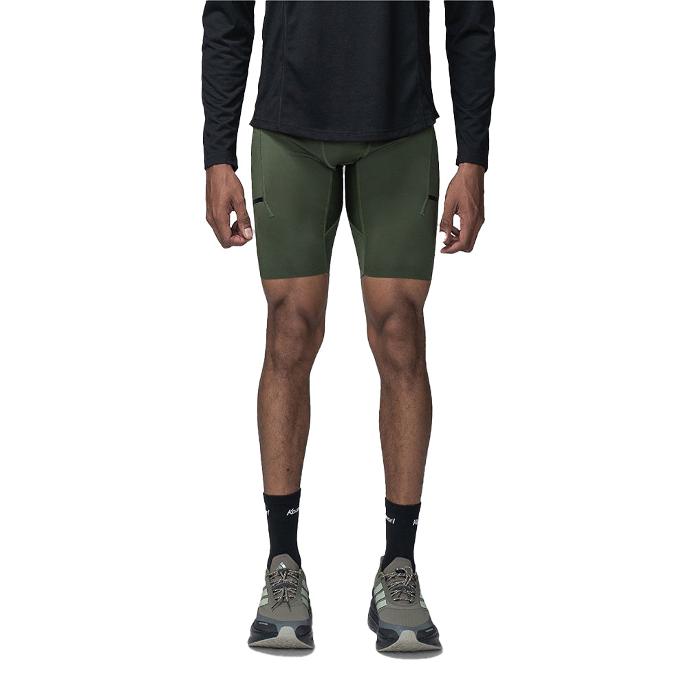 H.Koumori Men's Training Tights - BlackToe Running#colour_forest-green