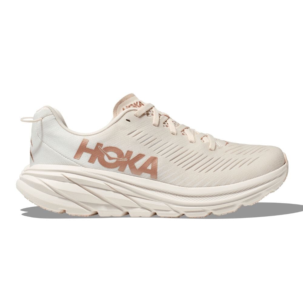 Hoka One One Women's Rincon 3 Women's Shoes - BlackToe Running#colour_eggnog-rose-gold